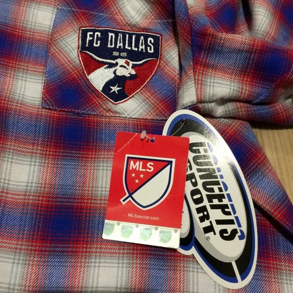 New FC Dallas Plaid Button-Up Sleep Shirt L Womens Texas Mls Soccer Nightshirt - Picture 11 of 11